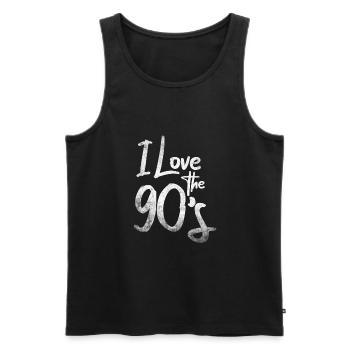 1990's 90s I Heart Nineties I Love the 90's Old - Männer Premium Bio Tank Top - Schwarz - Vorne - Michal (187cm)