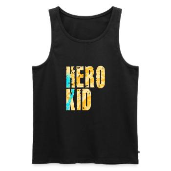 Héros Kid - Débardeur bio Premium Homme - noir - Devant - AI Model Male 178 light (178cm)