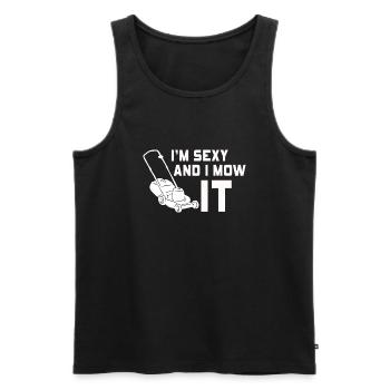 Je suis sexy et je le tonds Tondre la pelouse Jardinage Amoureux - Débardeur bio Premium Homme - noir - Devant - Michal (187cm)
