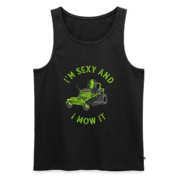 Je suis sexy et je le tonds Tondre la pelouse Jardinage Amoureux - Débardeur bio Premium Homme - noir - Devant - Michal (187cm)