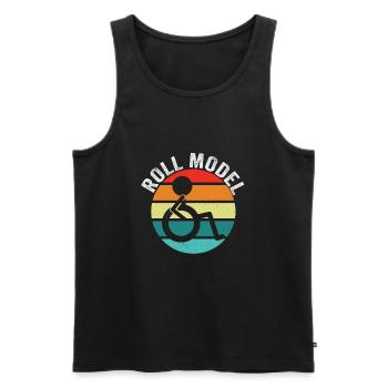 Roll Model Disability Awareness PWD Wheelchair - Men's Premium Organic Tank Top - black - Front - Michal (187cm)