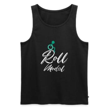 Roll Model Disability Awareness PWD Wheelchair - Men's Premium Organic Tank Top - black - Front - Michal (187cm)