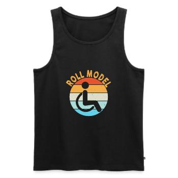 Roll Model Disability Awareness PWD Wheelchair - Men's Premium Organic Tank Top - black - Front - Michal (187cm)