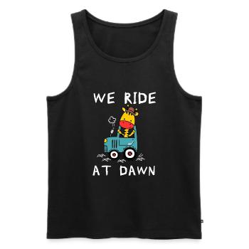 We Ride At Dawn Dad Lawn Mower Make Laugh Day Yard - Männer Premium Bio Tank Top - Schwarz - Vorne - AI Model Male 178 light (178cm)