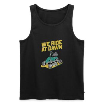 We Ride At Dawn Dad Lawn Mower Make Laugh Day Yard - Männer Premium Bio Tank Top - Schwarz - Vorne - AI Model Male 178 light (178cm)