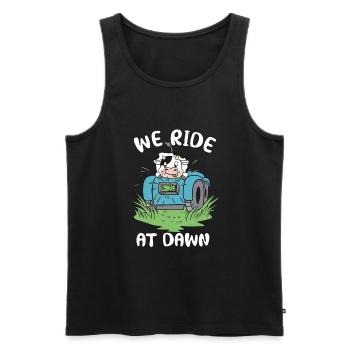 We Ride At Dawn Dad Lawn Mower Make Laugh Day Yard - Männer Premium Bio Tank Top - Schwarz - Vorne - Michal (187cm)