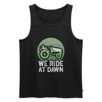 We Ride At Dawn Dad Lawn Mower Make Laugh Day Yard - Men's Premium Organic Tank Top - black - Front - Michal (187cm)
