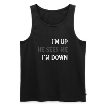 Im Up Il me voit Im Down Dicton inspirant - Débardeur bio Premium Homme - noir - Devant - AI Model Male 178 light (178cm)