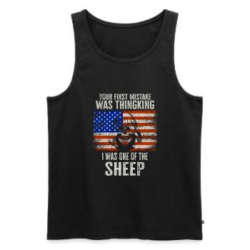 Your first Mistake was thinking I was a Sheep - Men's Premium Organic Tank Top - black - Front - Michal (187cm)