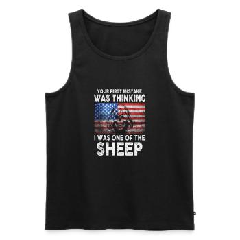 Your first Mistake was thinking I was a Sheep - Men's Premium Organic Tank Top - black - Front - Michal (187cm)