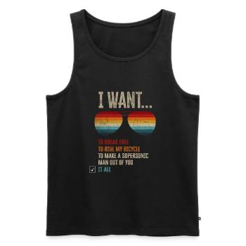 I Want To Break Free Ride My Bicycle - Männer Premium Bio Tank Top - Schwarz - Vorne - AI Model Male 178 light (178cm)