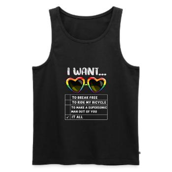 I Want To Break Free Ride My Bicycle - Männer Premium Bio Tank Top - Schwarz - Vorne - AI Model Male 178 light (178cm)