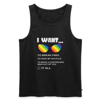 I Want To Break Free Ride My Bicycle - Männer Premium Bio Tank Top - Schwarz - Vorne - AI Model Male 178 light (178cm)
