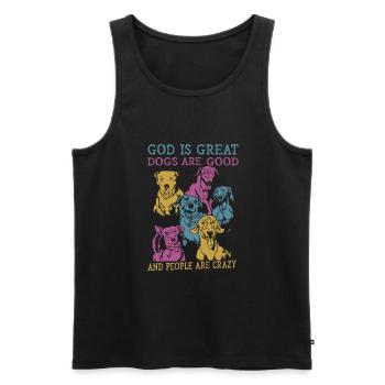 Dieu est grand Les chiens sont bons et les gens sont fous - Débardeur bio Premium Homme - noir - Devant - Michal (187cm)