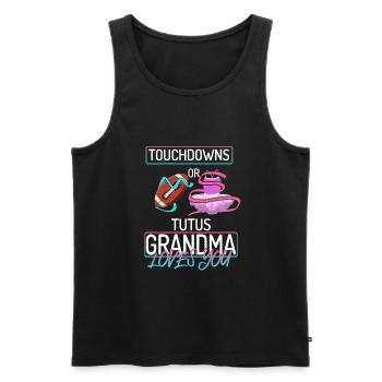 Touchdowns ou Tutus Grand-mère t’aime - Débardeur bio Premium Homme - noir - Devant - AI Model Male 178 light (178cm)
