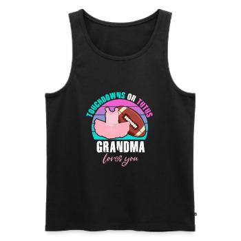 Touchdowns ou Tutus Grand-mère t’aime - Débardeur bio Premium Homme - noir - Devant - AI Model Male 178 light (178cm)