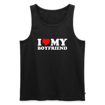 J’AIME MON COPAIN Saint-Valentin Cadeau Amour - Débardeur bio Premium Homme - noir - Devant - Michal (187cm)