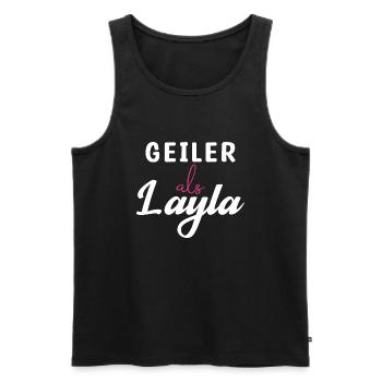 Geiler als Layla Hot ohne ende Feiern - Männer Premium Bio Tank Top - Schwarz - Vorne - AI Model Male 178 light (178cm)