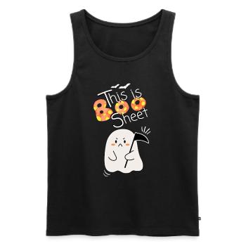 This Is Boo Sheet. Cute Angry Ghost. - Men's Premium Organic Tank Top - black - Front - Michal (187cm)