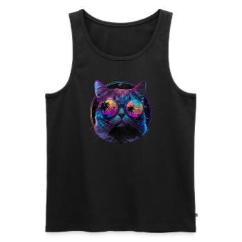 Cat sunglasses cat with glasses - Men's Premium Organic Tank Top - black - Front - AI Model Male 178 light (178cm)