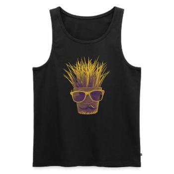 "Hipster with herbs" - Men's Premium Organic Tank Top - black - Front - AI Model Male 178 light (178cm)