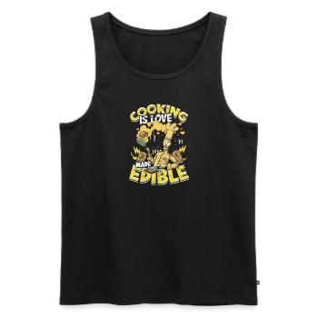 Kochen ist essbar gemachte Liebe - Kochen - Männer Premium Bio Tank Top - Schwarz - Vorne - AI Model Male 178 light (178cm)