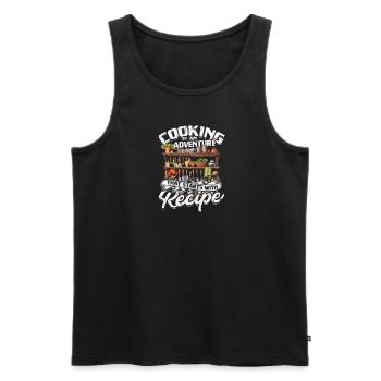 La cuisine est une aventure qui commence par une recette - Débardeur bio Premium Homme - noir - Devant - AI Model Male 178 light (178cm)