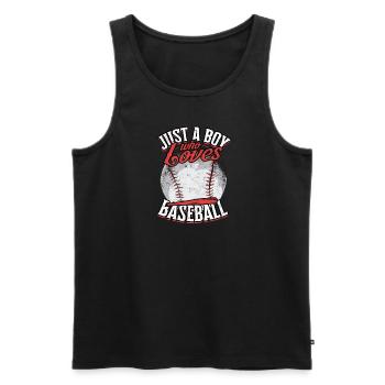 JUST A BOY WHO LOVES BASEBALL - Sports Passion - Men's Premium Organic Tank Top - black - Front - Michal (187cm)