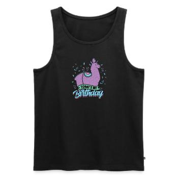 TODAY'S MY BIRTHDAY Lama - Geburtstagsfeier - Männer Premium Bio Tank Top - Schwarz - Vorne - AI Model Male 178 light (178cm)