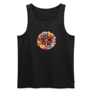 Frieden und Liebe - Harmonie - Männer Premium Bio Tank Top - Schwarz - Vorne - Michal (187cm)