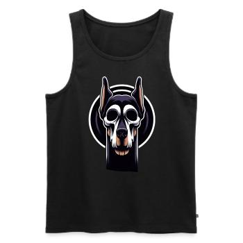 Doberman fluo Skull Edge - Débardeur bio Premium Homme - noir - Devant - AI Model Male 178 light (178cm)