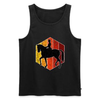 Dressage Cavalier de dressage Cheval d’équitation - Débardeur bio Premium Homme - noir - Devant - Michal (187cm)