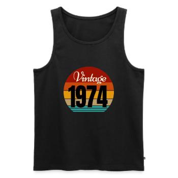 Jahrgang 1974 - Männer Premium Bio Tank Top - Schwarz - Vorne - AI Model Male 178 light (178cm)