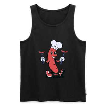 Sausage Grill Dessin animé - Débardeur bio Premium Homme - noir - Devant - AI Model Male 178 light (178cm)