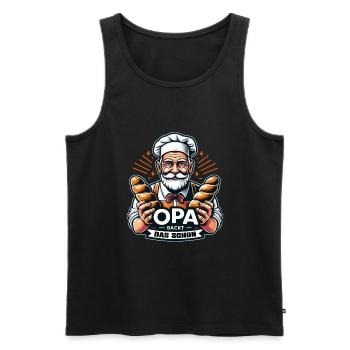 Opa backt das schon - Bäcker mit Broten - Männer Premium Bio Tank Top - Schwarz - Vorne - Michal (187cm)