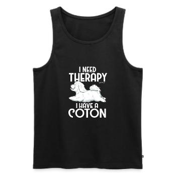 Coton De Tuléar Therapy02 - Männer Premium Bio Tank Top - Schwarz - Vorne - Michal (187cm)
