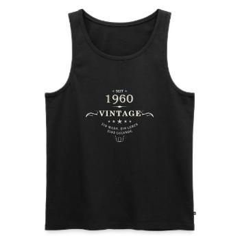 Vintage retro old school 1960 legend - Men's Premium Organic Tank Top - black - Front - Michal (187cm)