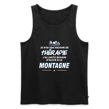 Montagne et thérapie - Débardeur bio Premium Homme - noir - Devant - AI Model Male 178 light (178cm)