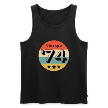 vintage 1974 - Men's Premium Organic Tank Top - black - Front - AI Model Male 178 light (178cm)