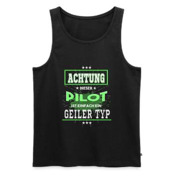 Pilot, einfach nur ein geiler Typ - Männer Premium Bio Tank Top - Schwarz - Vorne - Michal (187cm)
