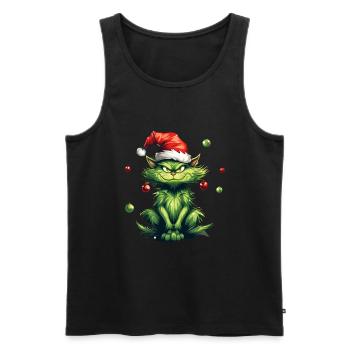 Katze Weihnachten Weihnachtselfe Geschenke Mütze - Männer Premium Bio Tank Top - Schwarz - Vorne - Michal (187cm)