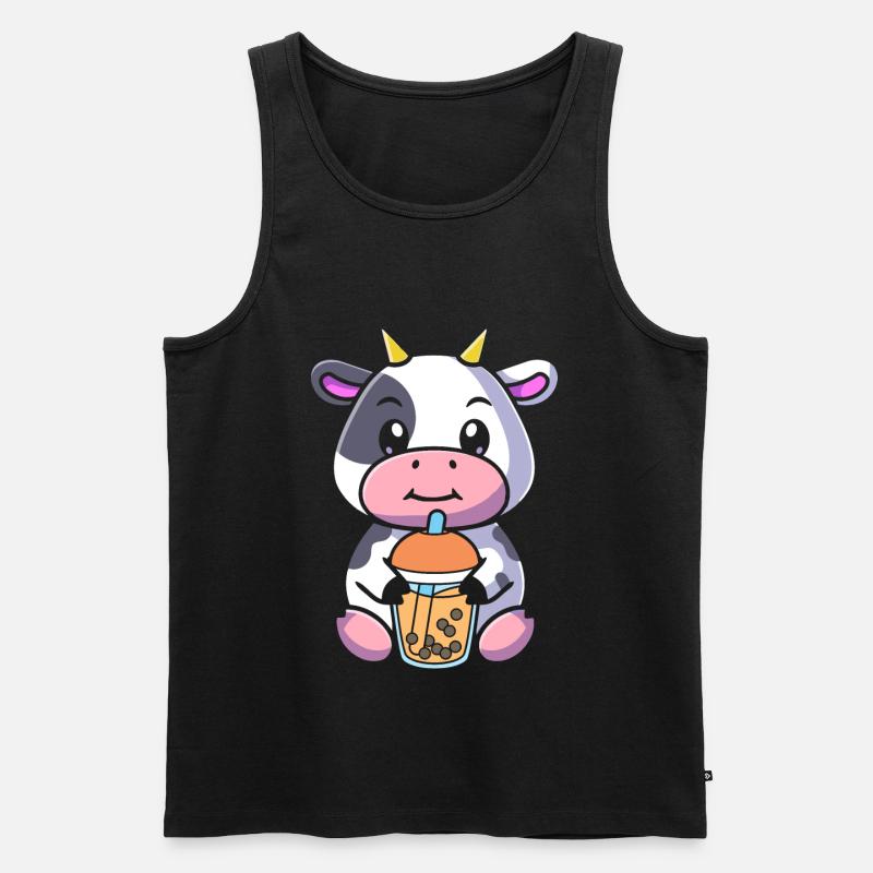 Bubble Tea Kuh - Männer Premium Bio Tank Top - Schwarz