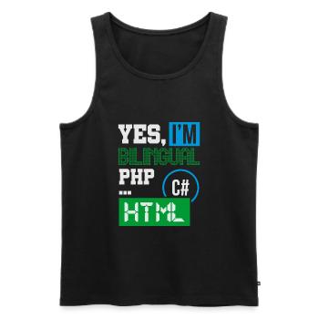 Computerprogrammierer Humor Ja, ich bin zweisprachig HTML - Männer Premium Bio Tank Top - Schwarz - Vorne - AI Model Male 178 light (178cm)