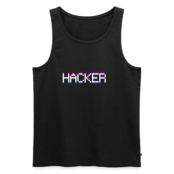 HACKER SHIRT - Männer Premium Bio Tank Top - Schwarz - Vorne - Michal (187cm)
