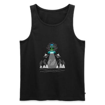 Funny Ufo Alien Spaceship Extraterrestrial Poison - Men's Premium Organic Tank Top - black - Front - Michal (187cm)