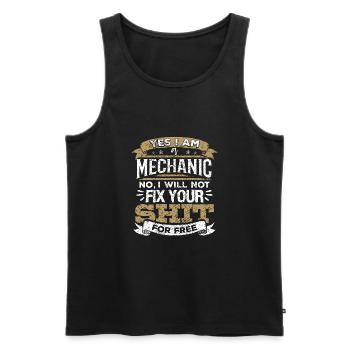 Mécanicien Non, je ne réparerai pas ta merde gratuitement - Débardeur bio Premium Homme - noir - Devant - AI Model Male 178 light (178cm)