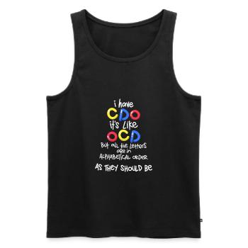 L'humour TOC a CDO comme TOC avec des lettres - Débardeur bio Premium Homme - noir - Devant - AI Model Male 178 light (178cm)