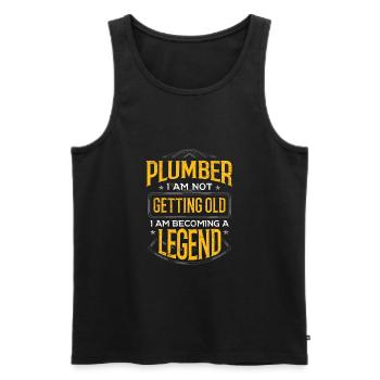Idée cadeau plombier Plombier Je ne vieillis pas I - Débardeur bio Premium Homme - noir - Devant - Michal (187cm)