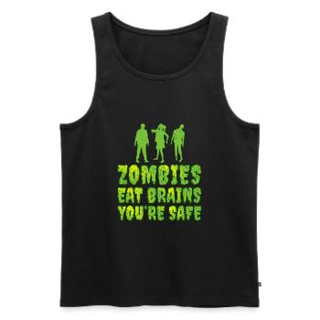 Humour de zombies Les zombies mangent des cerveaux, vous êtes en sécurité - Débardeur bio Premium Homme - noir - Devant - Michal (187cm)
