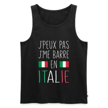 J'peux Pas J'me Barre En Italie - Débardeur bio Premium Homme - noir - Devant - Michal (187cm)